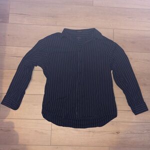 Men's Black Pinstripe Button-Up Shirt